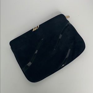 Ferragamo suede black clutch wristlet (no strap)